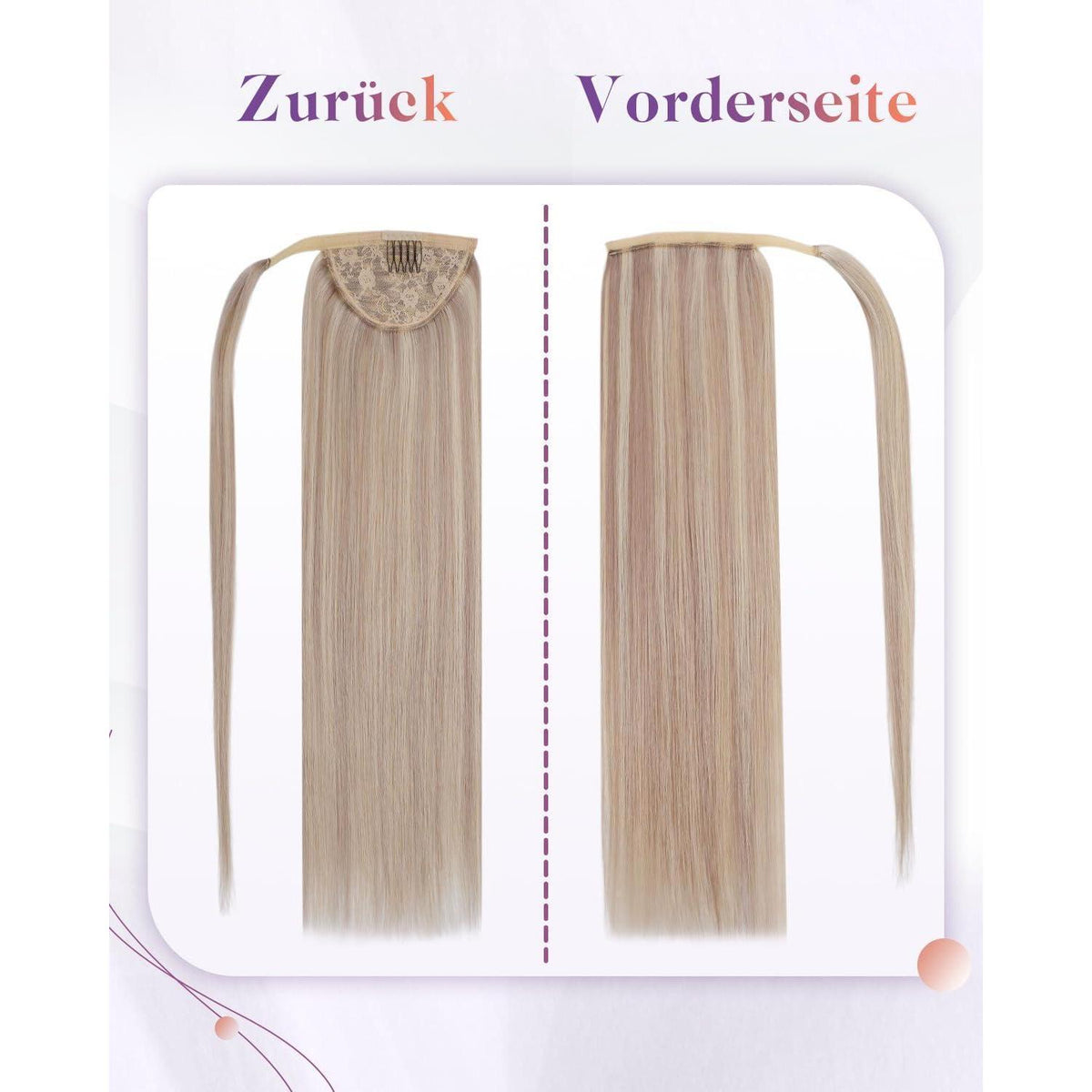 Blond Echthaar Zopf Extension 50cm – Aschblond Highlight