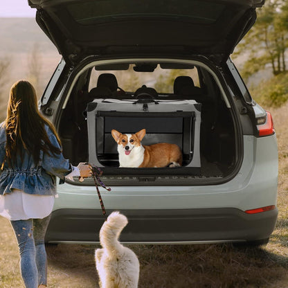 Faltbare Hundebox mit 3 Türen – Komfortabel & Sicher für Reisen