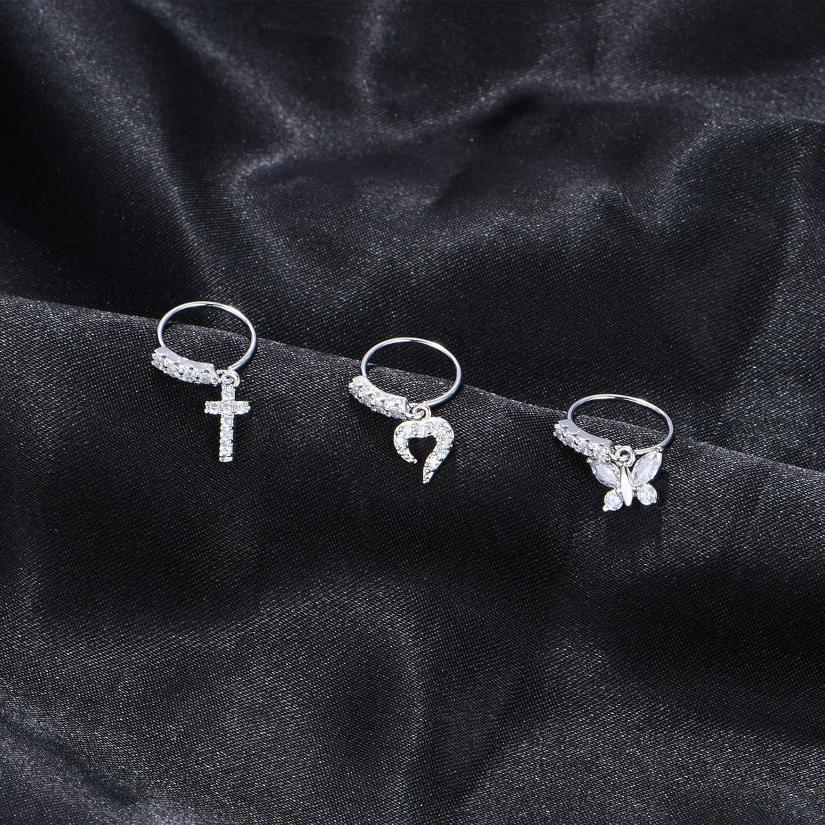 Chirurgenstahl Nasenpiercing Set 20G CZ-Stein 3 Stück Fake