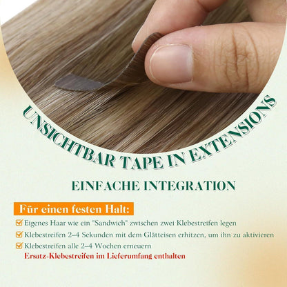 Echthaar Tape Extensions Ombre Blond 55cm - 50g