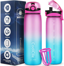 Sport Trinkflasche 1L BPA-frei Tritan Filter Zeitmarkierung
