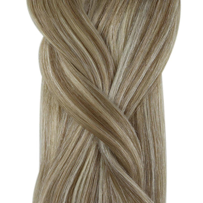 Echthaar Microring Extensions Ombre Braun Blond 50cm