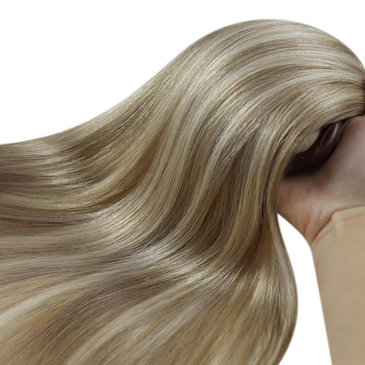 Echthaar Microring Extensions Ombre Braun Blond 50cm