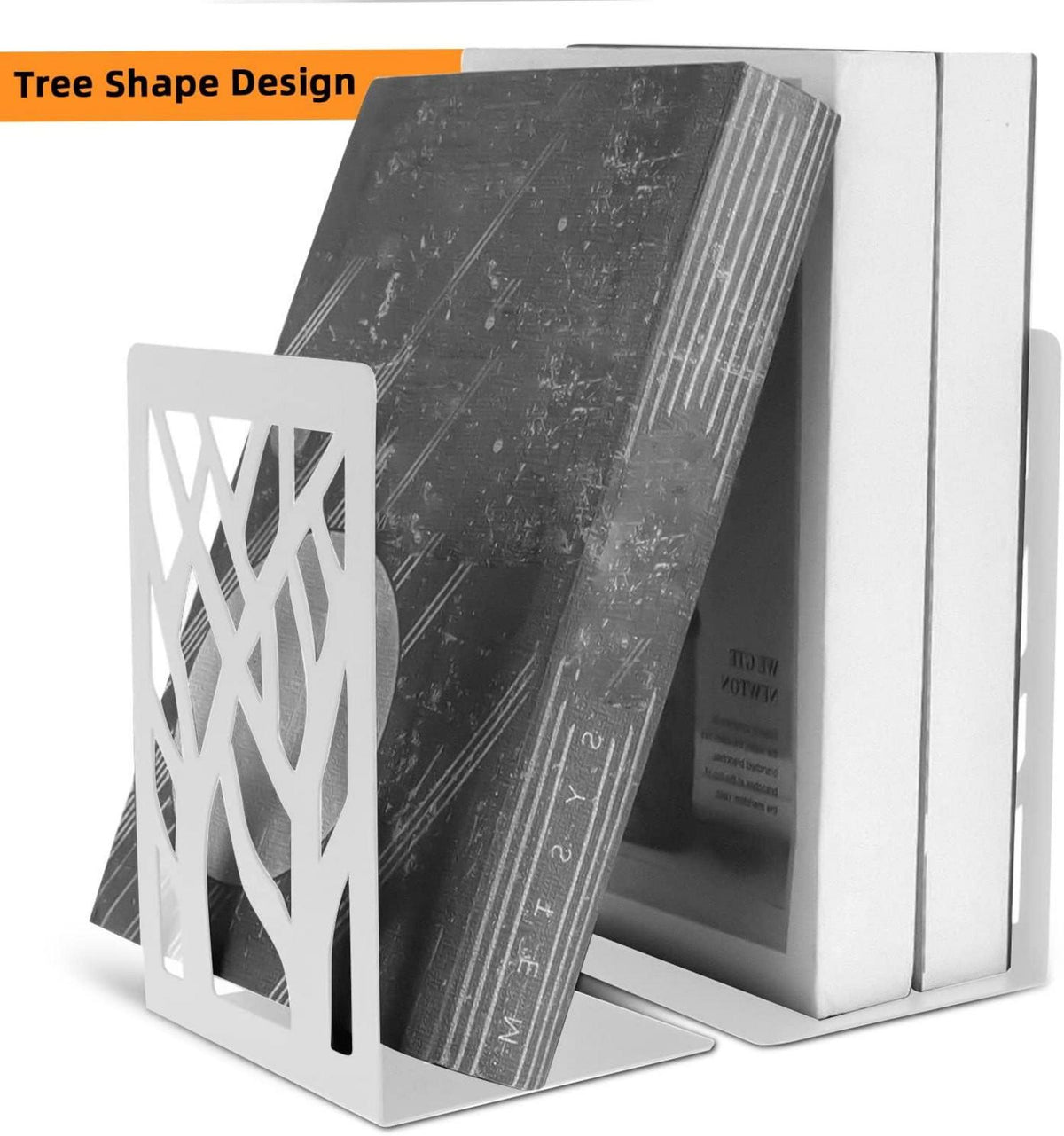 2er Set Metall Buchstützen Weiß 12x9x16cm - Bücherhalter für Regal, DVDs, Magazine