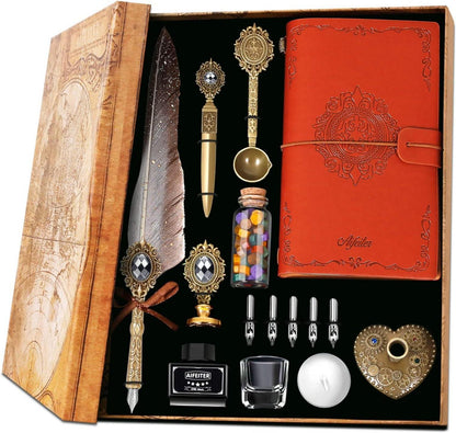 Kalligraphie Set Feder Tinte Quill Notizbuch Geschenk Wachssiegel