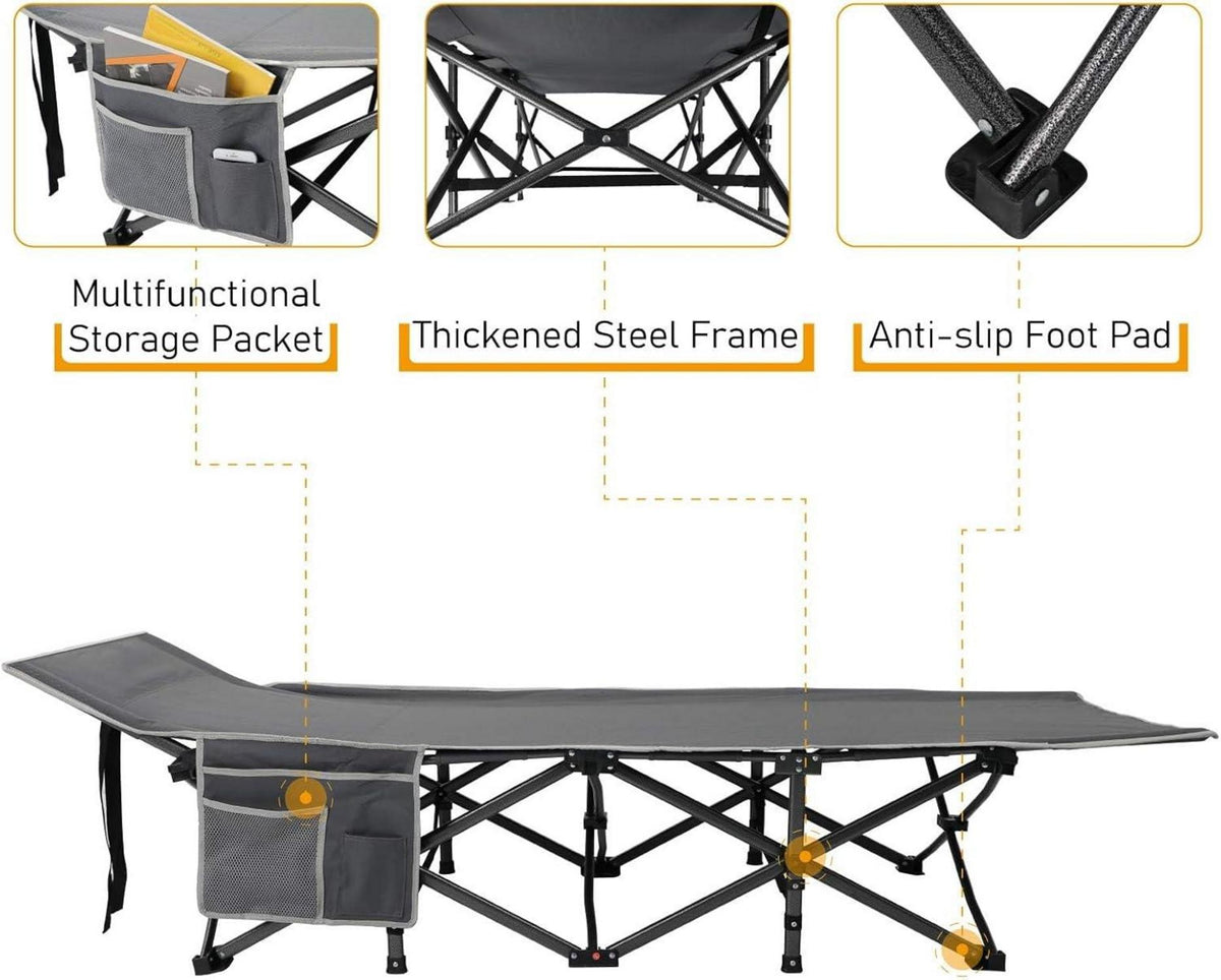 Campingbett Feldbett XL klappbar faltbar leicht mit Seitentasche