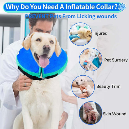 Aufblasbare Halskrause Hund Katze Schutzkragen Leckschutz Blau XL