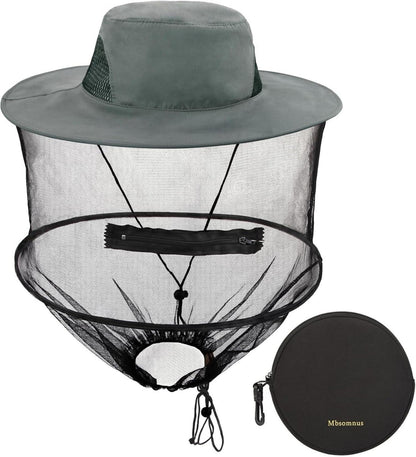 Mbsomnus Grauer Imkerhut mit Moskitonetz und Krempe