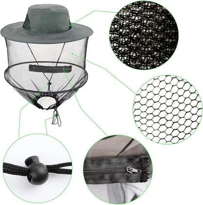 Mbsomnus Imkerhut Moskitonetz Sonnenhut grau Outdoor Camping Angeln