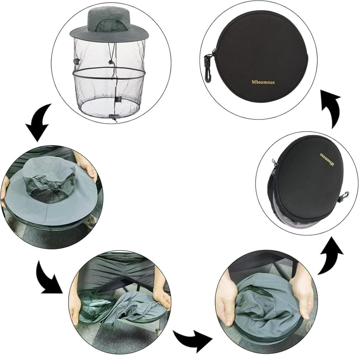 Mbsomnus Imkerhut Moskitonetz Sonnenhut grau Outdoor Camping Angeln