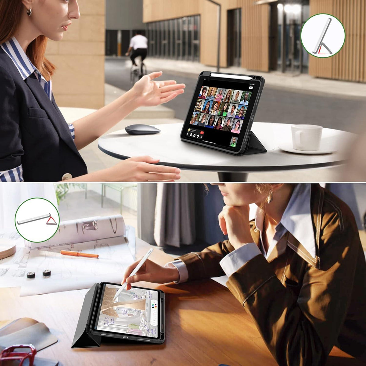 iPad Pro 11 Zoll Hülle mit Stifthalter TPU Rückseite Schwarz