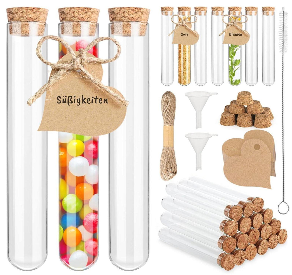 Reagenzgläser mit Korken 30 Stk Glas 20x150 mm für Dekoration