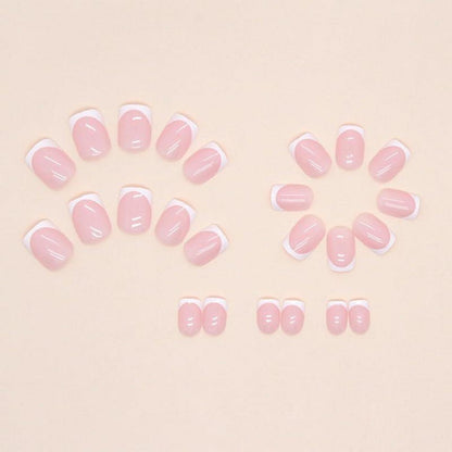 Kurze Square Rosen Nude Pink Press on Nails mit Kleber