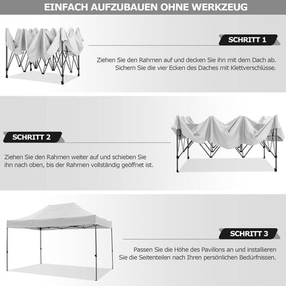 Faltpavillon 3x4,5m mit Seitenwänden – Wasserdicht & Stabil