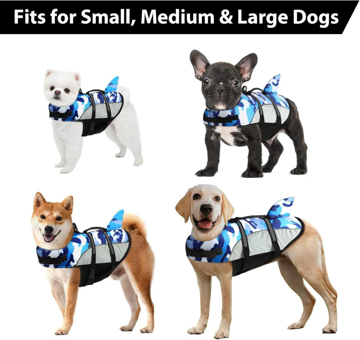 Rettungsweste für Hunde BlauCamouflage Einstellbare Sicherheitsjacke