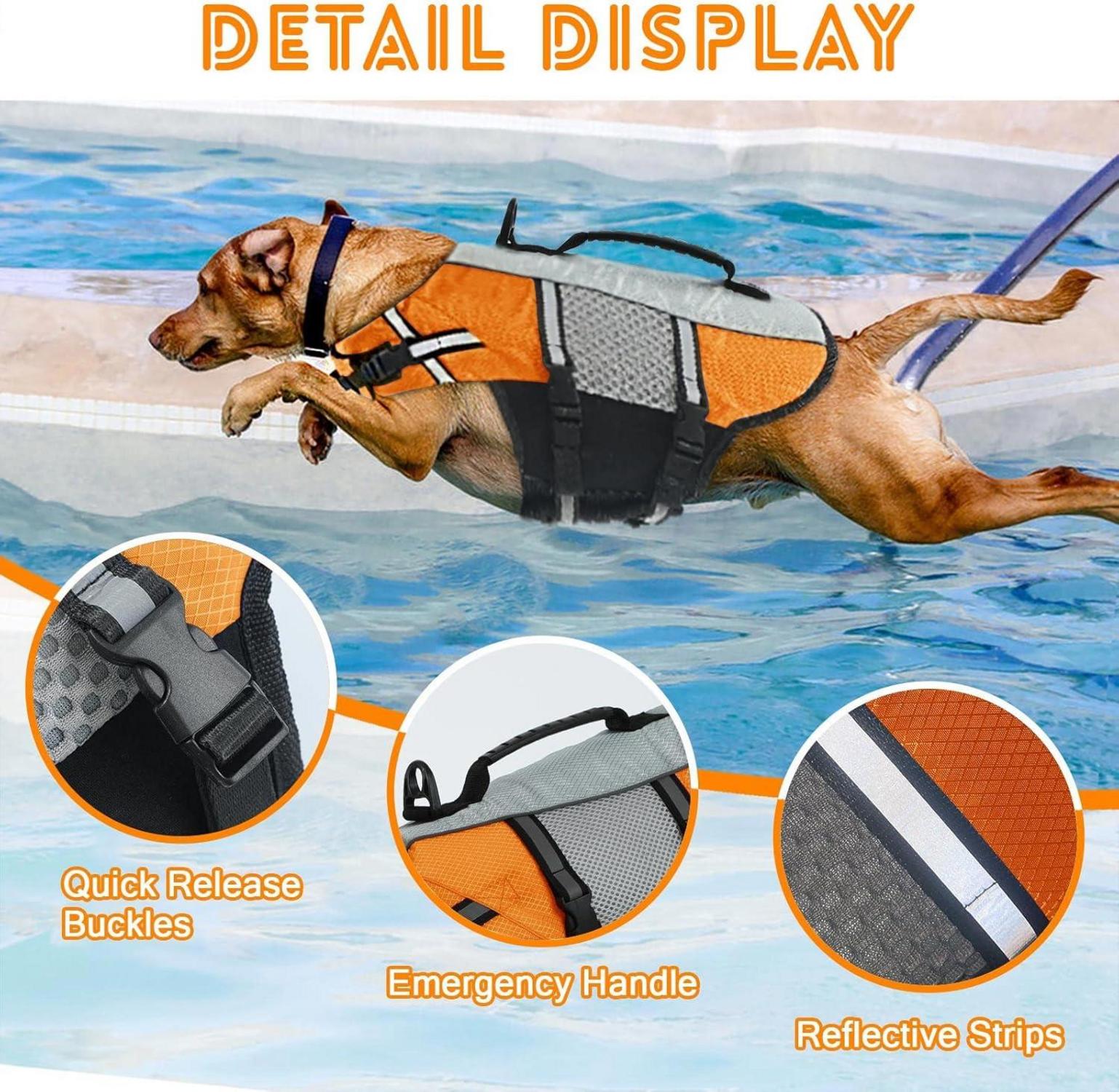 Hund Badeanzug Rettungsweste verstellbarer Schwimmweste L Orange