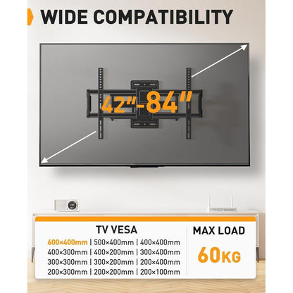 Perlegear TV Wandhalterung 42-84 Zoll schwenkbar neigbar