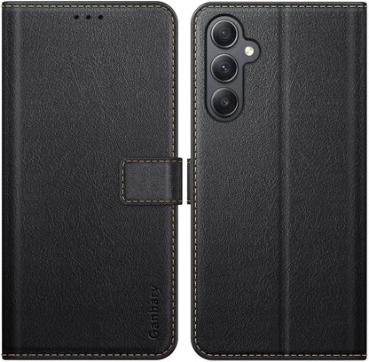 Ganbary Samsung Galaxy A24 Handyhülle Schwarz Leder Klapphülle Standfunktion