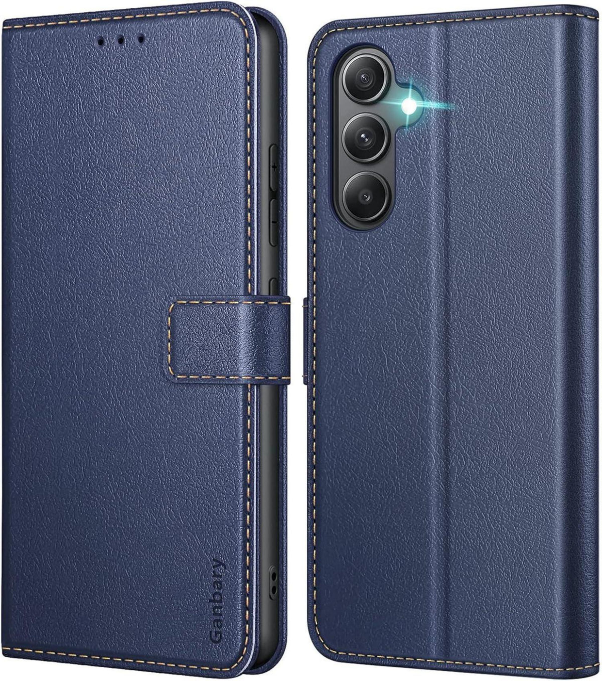 Samsung Galaxy A34 5G Handyhülle Leder Klapphülle Blau Standfunktion