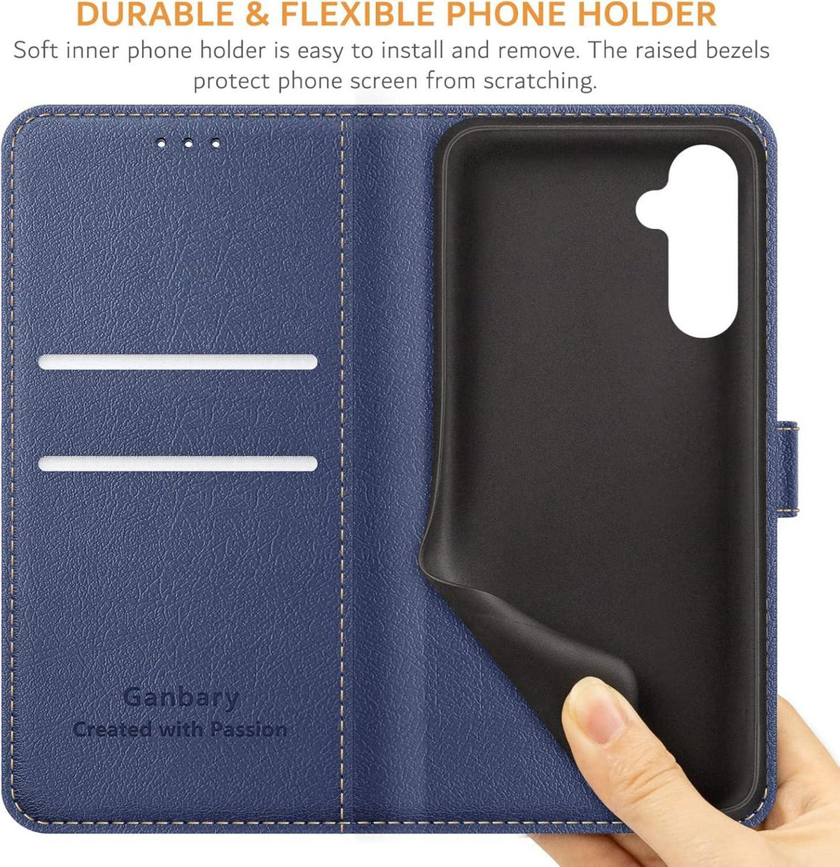 Samsung Galaxy A34 5G Handyhülle Leder Klapphülle Blau Magnet Stand