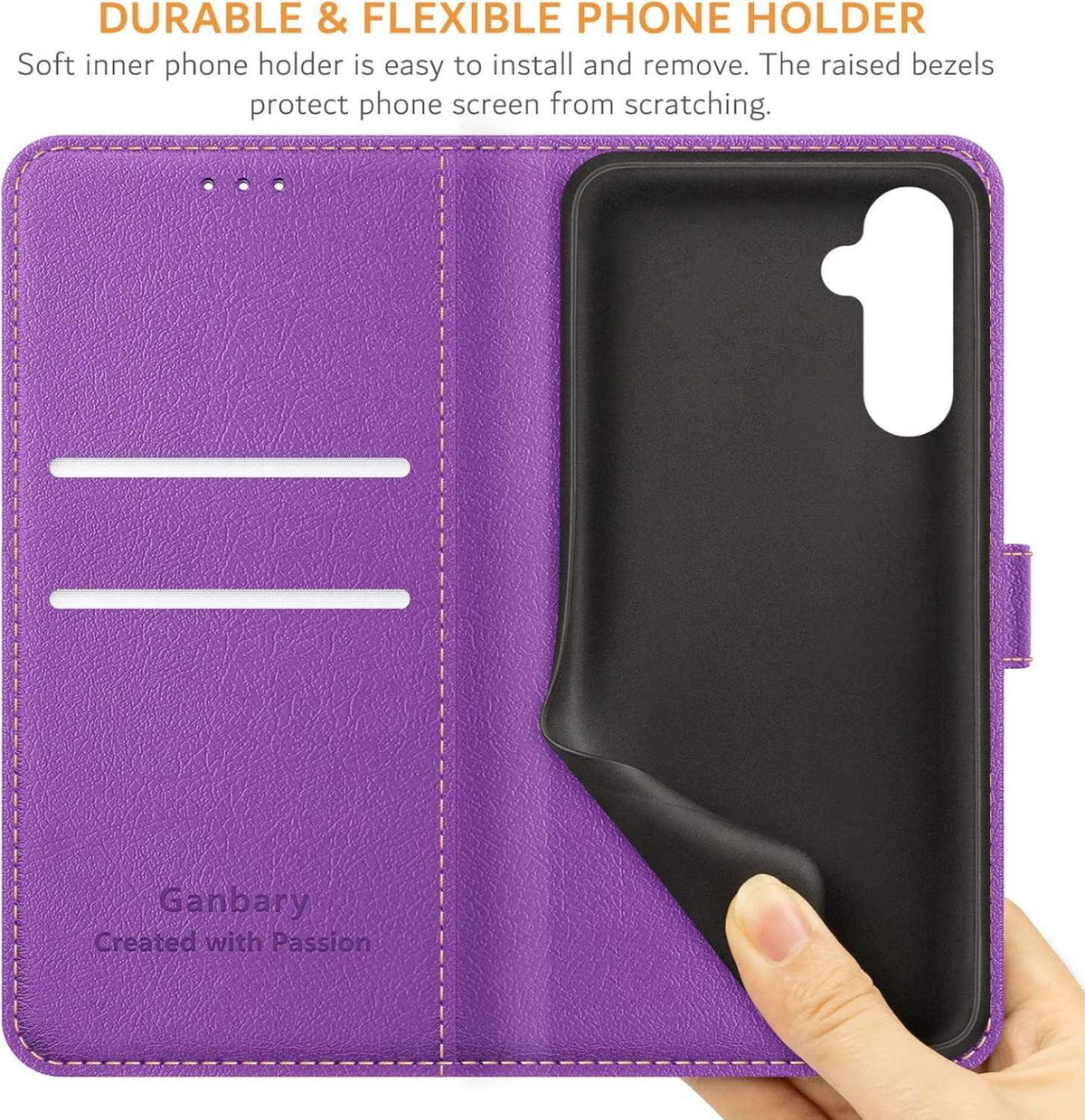 Samsung Galaxy A34 5G Handyhülle Leder Klapphülle Violett Magnetverschluss
