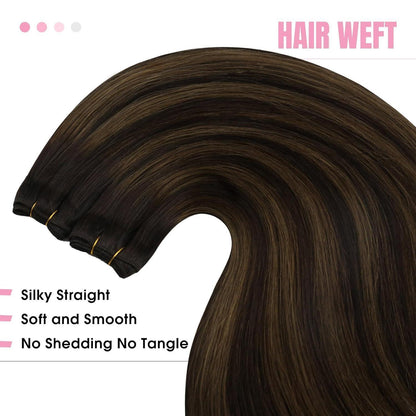 Echthaar Tressen Ombre Braun 40cm – Remy Weave Extensions