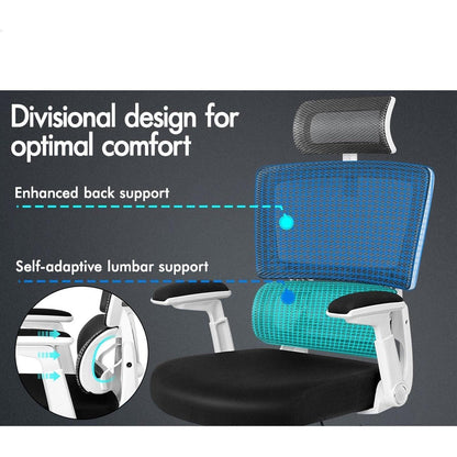 ALFORDSON Bürostuhl Ergonomisch mit Lordosenstütze Weiß 180