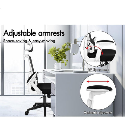 ALFORDSON Bürostuhl Ergonomisch mit Lordosenstütze Weiß 180