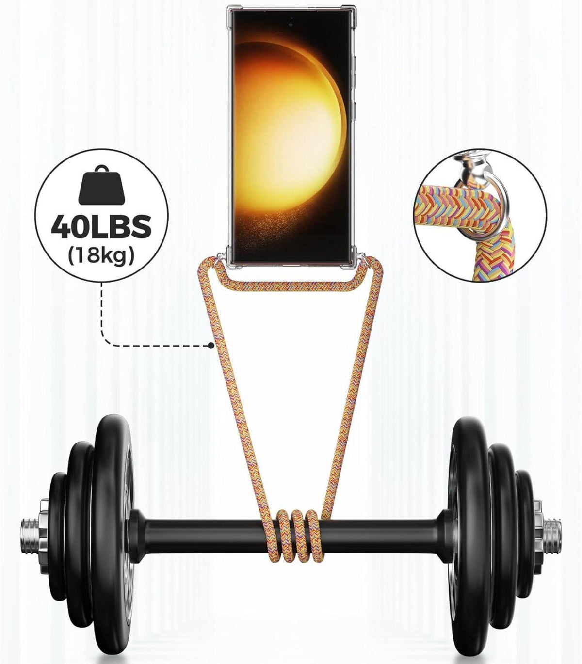 Caslord Handyhülle mit Band für Samsung Galaxy S23 Ultra, Handykette umhängen