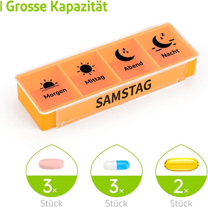 Wochenplaner Pillendose 7 Tage 4 Fächer Organizer