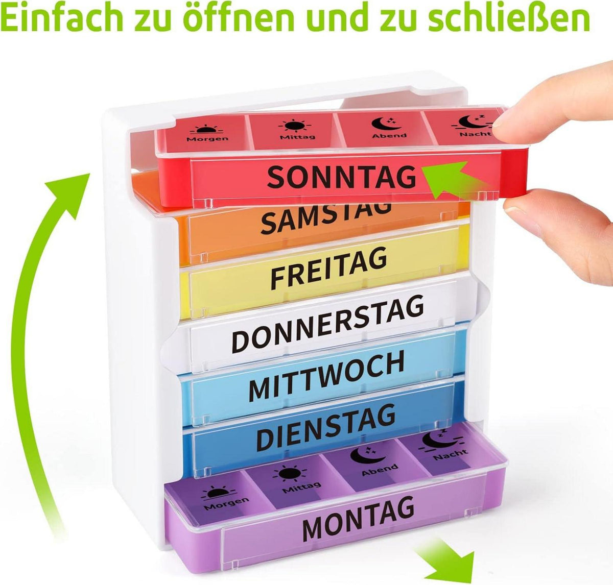 Opret Tablettenbox 7 Tage 4 Fächer Organizer BPA-frei