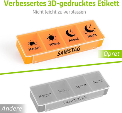 Tablettenbox 7 Tage Pillendose 4 Fächer Organizer BPA-frei