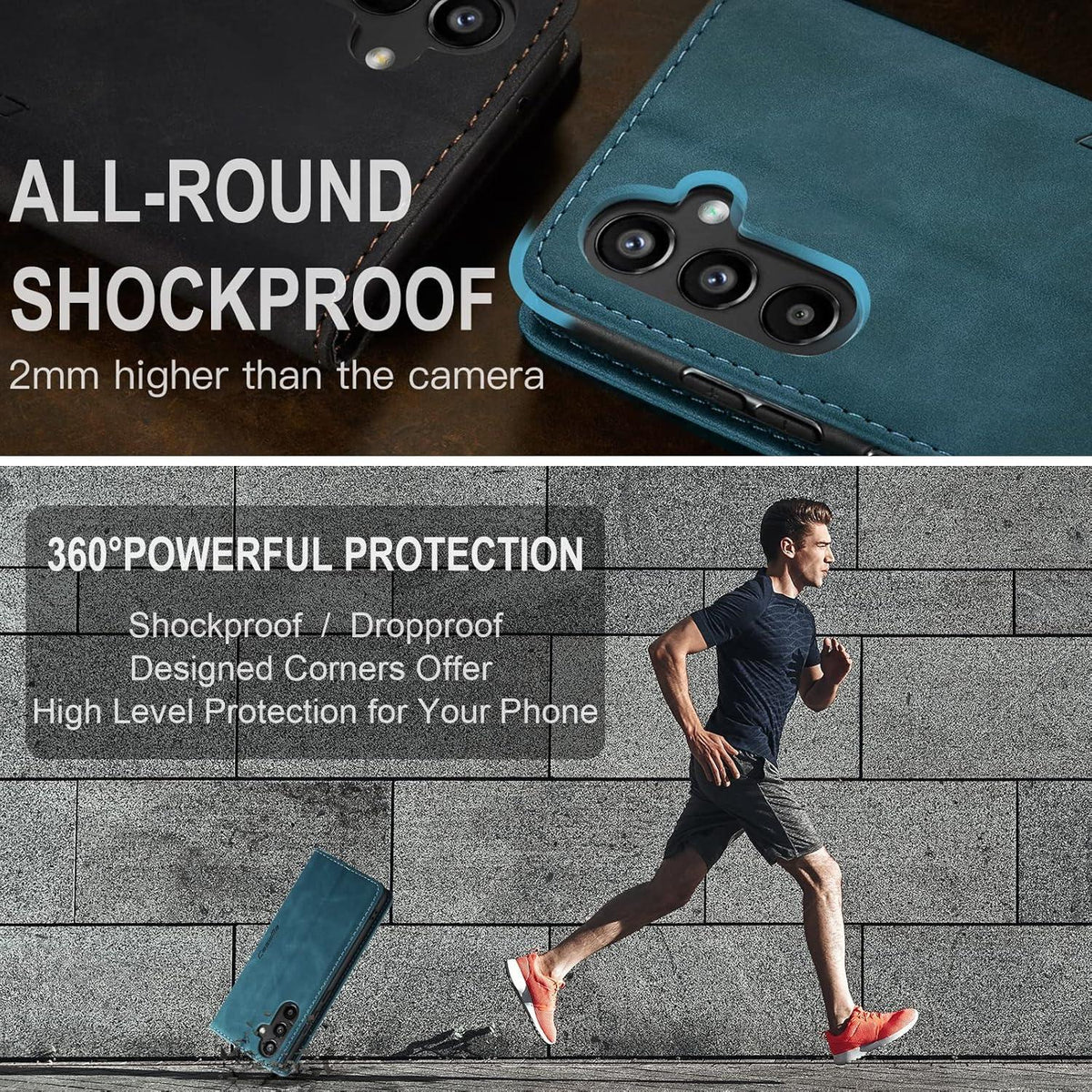 Handyhülle für Samsung Galaxy A34 5G Lederhülle Flip Case Blaugrün