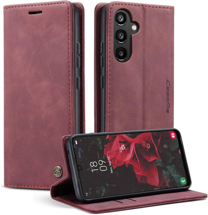 Samsung Galaxy A34 5G Handyhülle Flip Case Weinrot Magnet