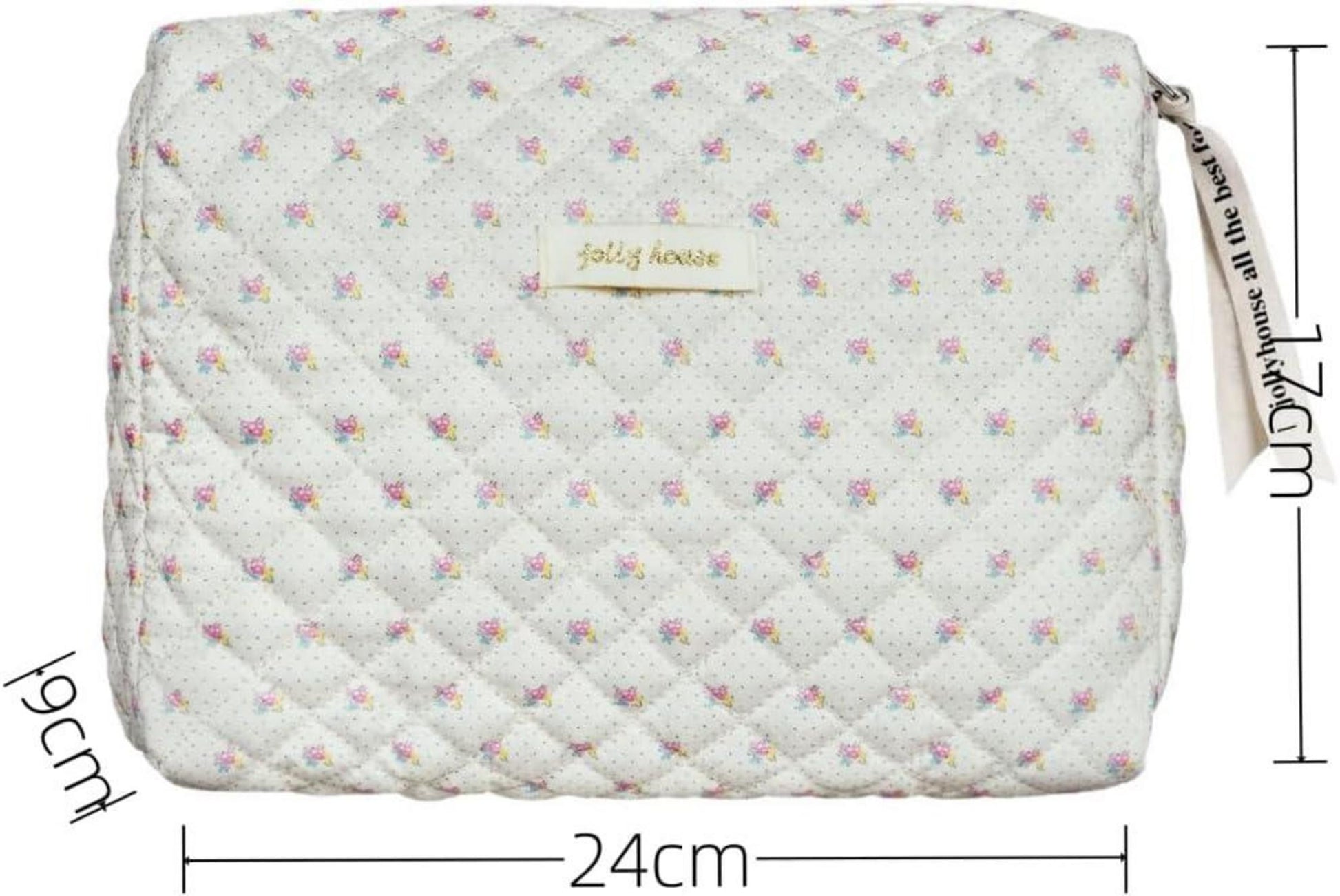 Große Baumwoll-Kosmetiktasche mit Blumenmuster, gesteppte