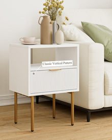 Nachttisch Weiß Gold Modern Nachtkommode 1 Schublade 1