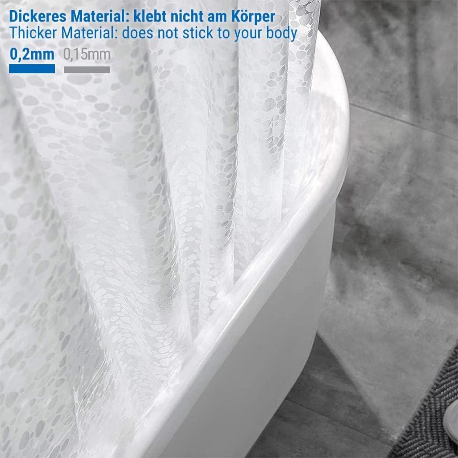Duschvorhang 3D Steinmuster transparent Eva wasserdicht antibakteriell