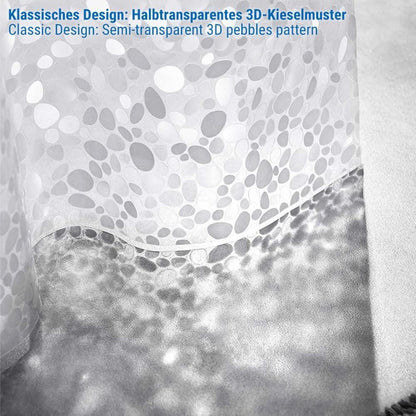 Duschvorhang 3D Steinmuster Transparent 240x200cm Eva Wasserdicht