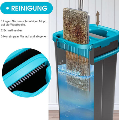 Mikrofaser Bodenwischer Set 6 Wischpads Auswringfunktion