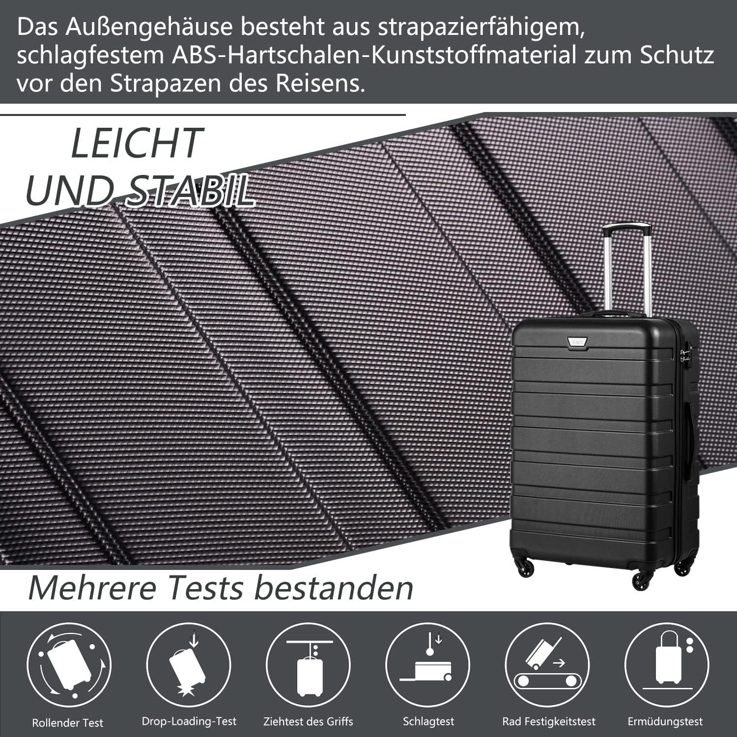 Premium Hartschalenkoffer Set 3-teilig mit TSA-Schloss und 4 Rollen
