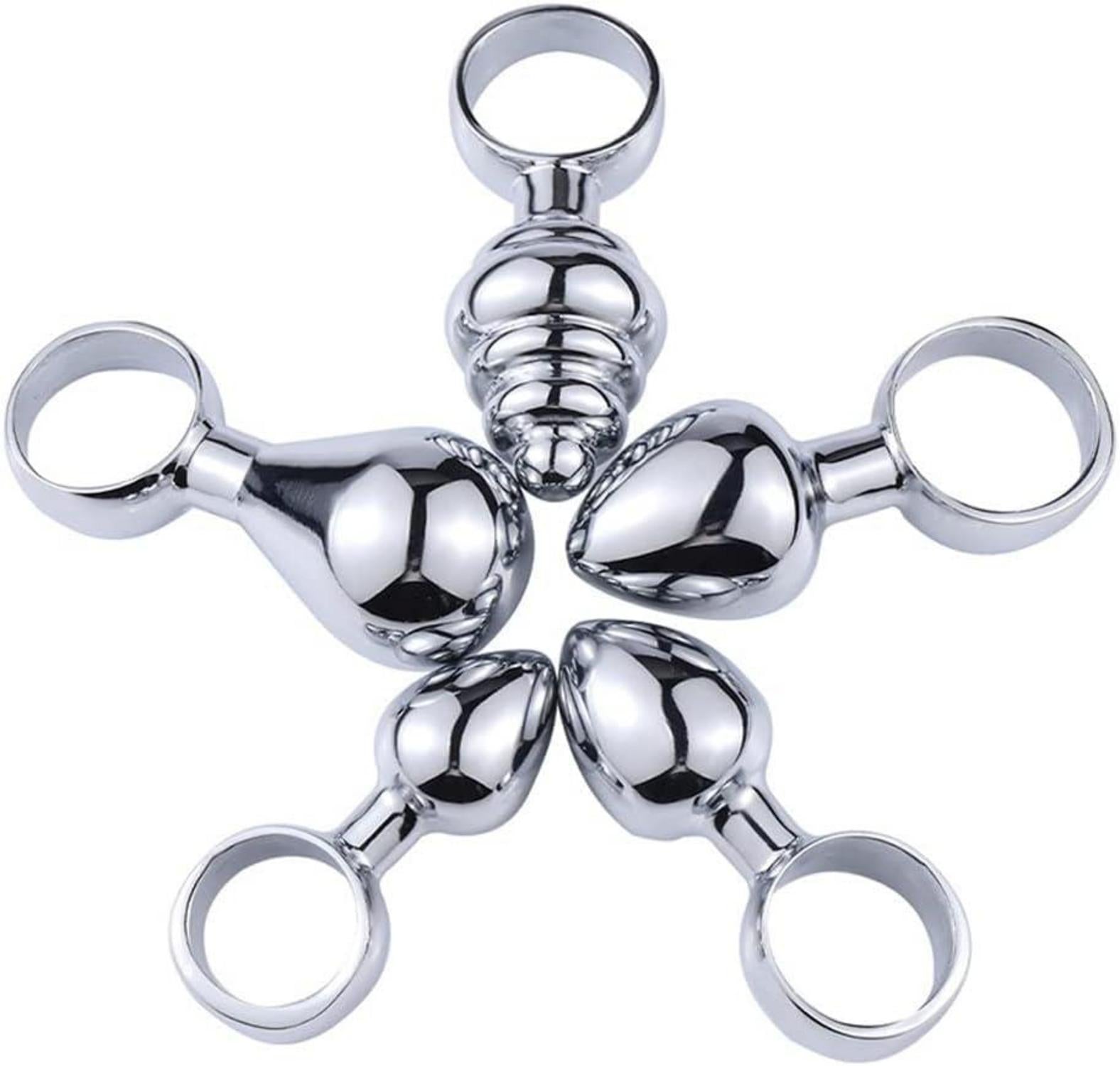 Mini Analplug Set mit Zugring Edelstahl für Analtraining