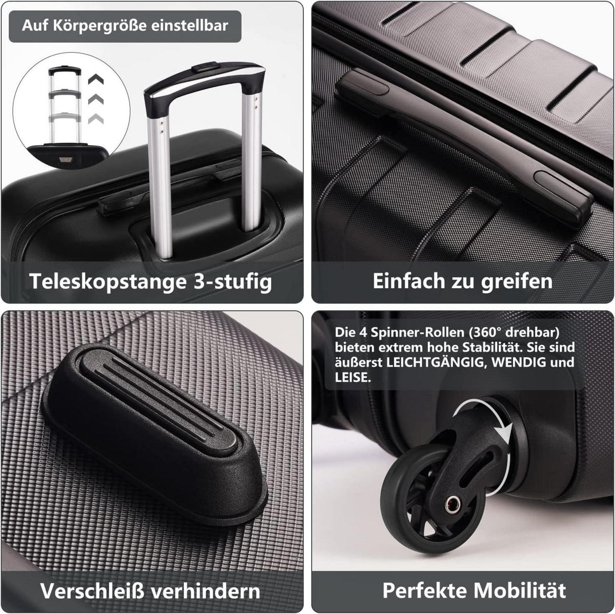 COOLIFE Hartschalen-Koffer Set 3-teilig TSA-Schloss Gelb