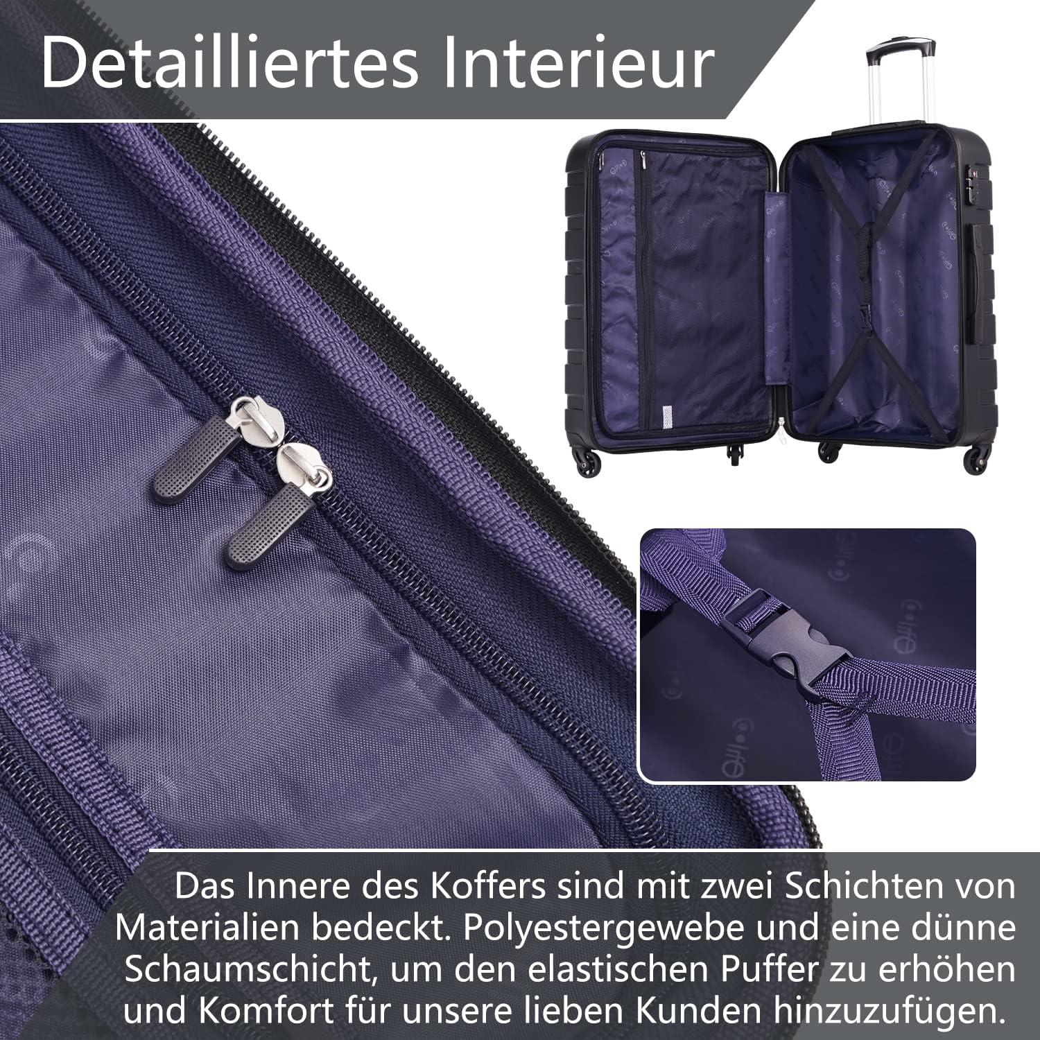 Hartschalen-Koffer Set mit TSA-Schloss und 4 Rollen Zitronengelb