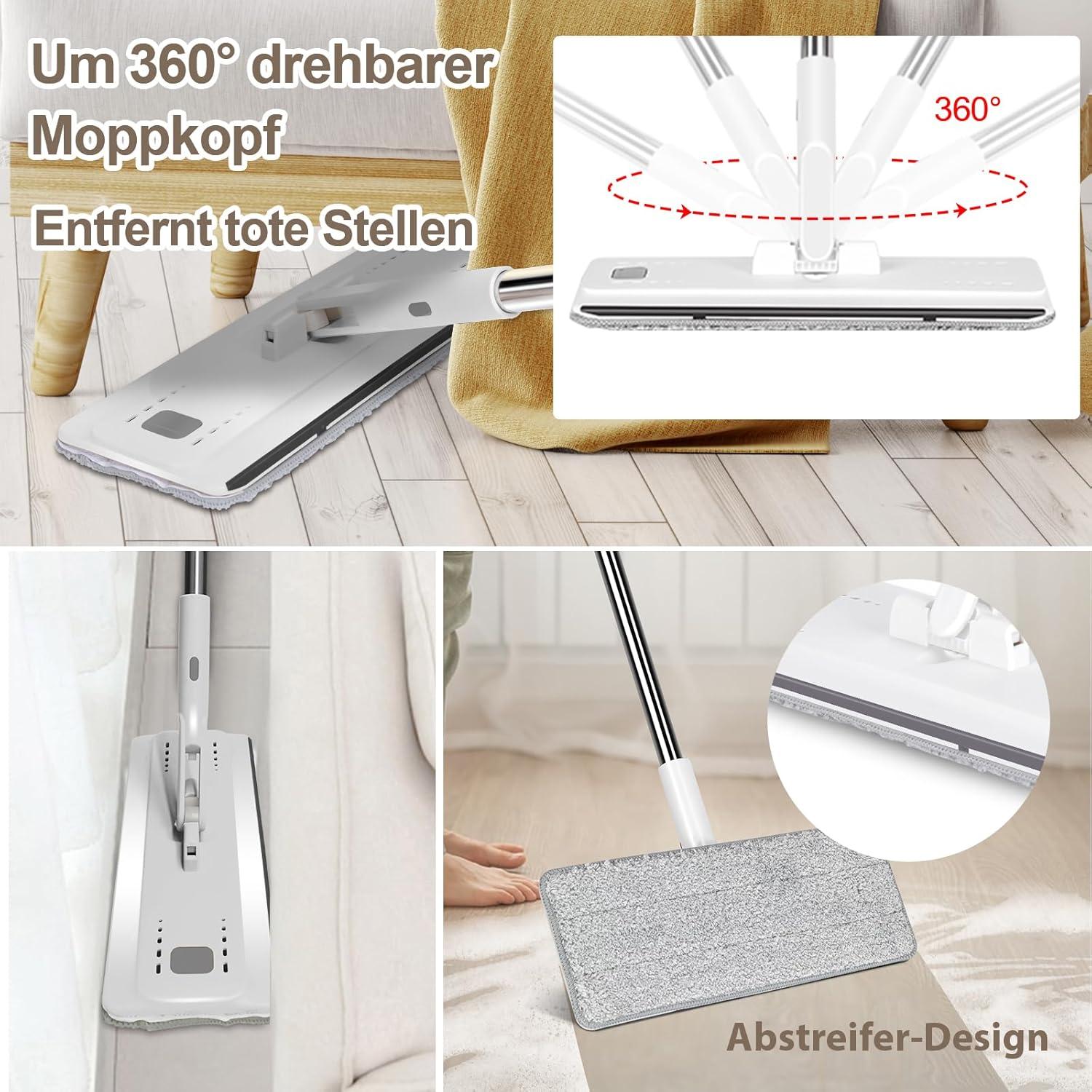 Mikrofaser Wischmopp Set mit Eimer und Verstellbarem Griff