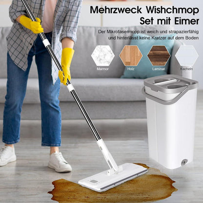 Mikrofaser Wischmopp Set mit Eimer und Verstellbarem Griff