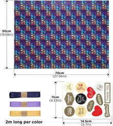 Geschenkpapier Geburtstag 6 Blätter 50x70cm Kinder Set Band
