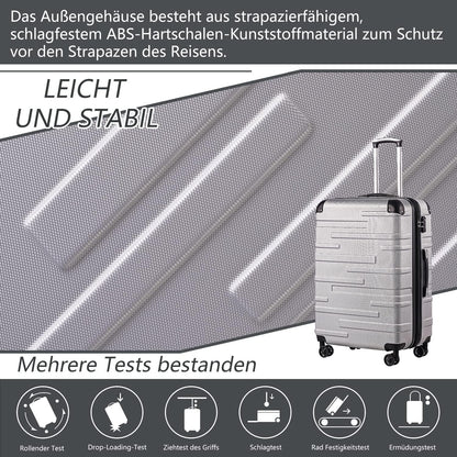 Hartschalen-Koffer Rollkoffer ABS TSA-Schloss 4 Rollen Mittelgröße