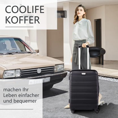 Premium Hartschalenkoffer Helles Silber 4 Rollen Handgepäck