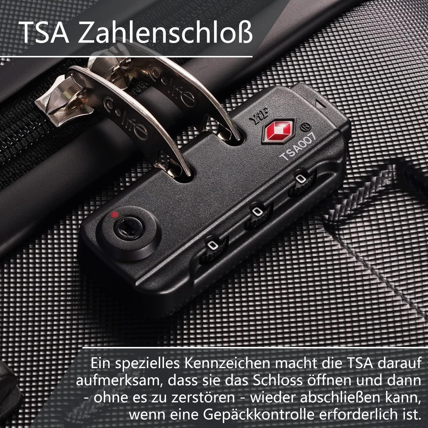 Premium Hartschalenkoffer Helles Silber 4-Rollen Handgepäck TSA-Schloss