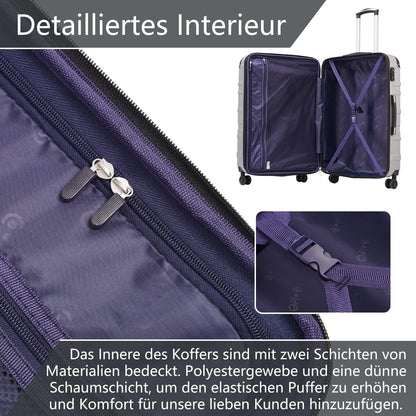 Hartschalen-Koffer Rollkoffer Reisekoffer 4 Rollen TSA-Schloss Spinell